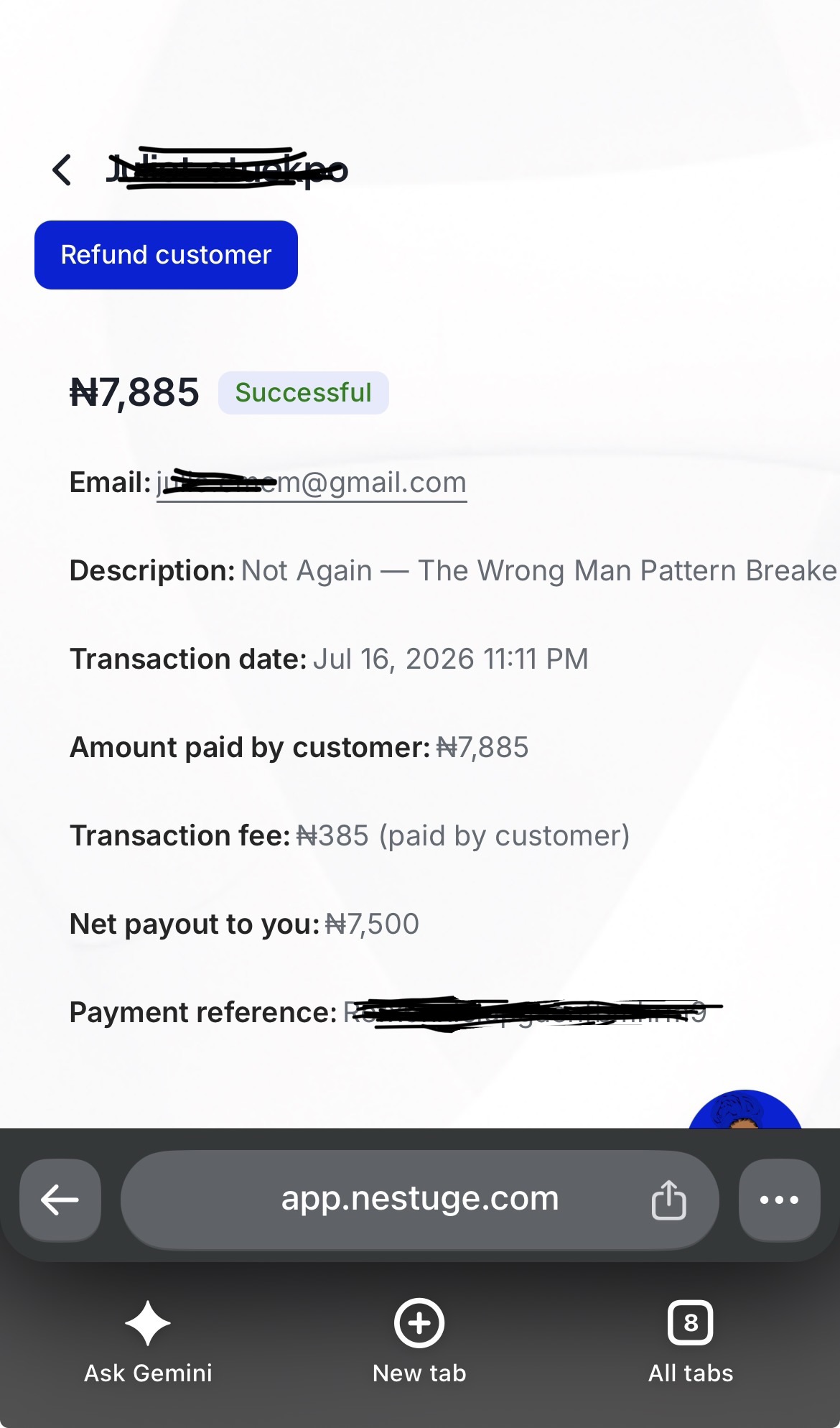 Payment confirmation — Not Again guide