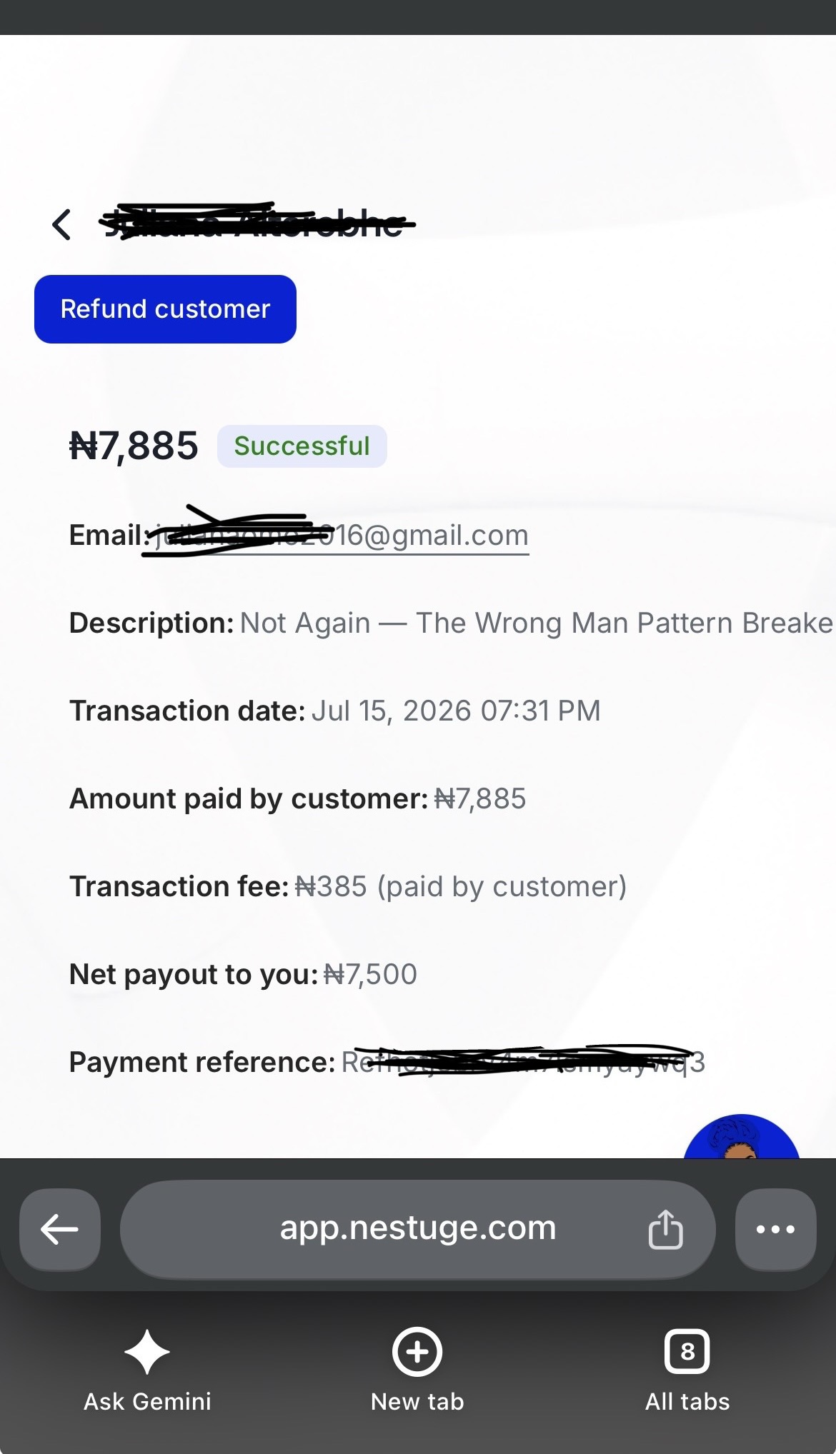 Payment confirmation — Not Again guide