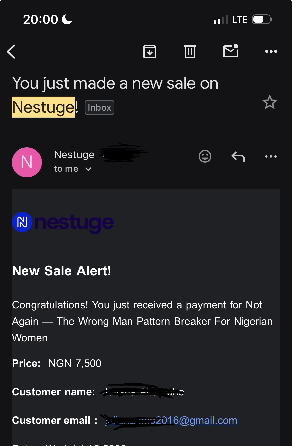 Payment confirmation — Not Again guide