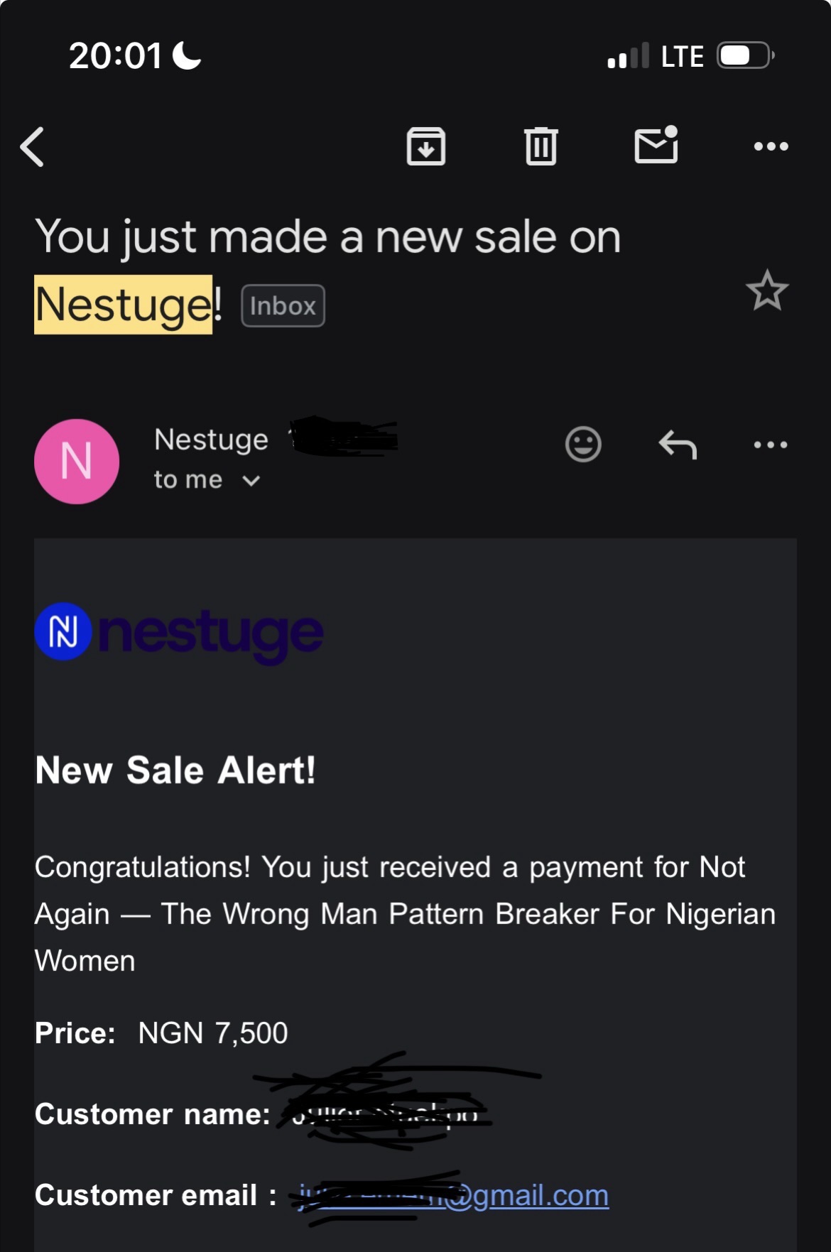 Payment confirmation — Not Again guide